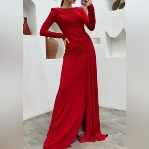 Long sleeve red dress L